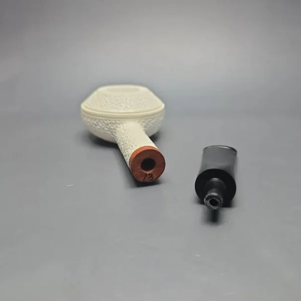 MBSD Meerschaum Deluxe Squat Rhodesian Block Meerschaum Pipe, Briar-Mortise, New - Image 14