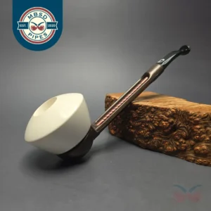Falcon Extra Curved Dental w/ MBSD Meerschaum Rhodesian Block Meerschaum Bowl Pipe, New