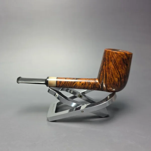 Brentegani Smooth Contrast Nosewarmer Lovat w/ Horn Handmade Briar Pipe, New - Image 3