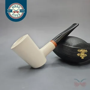 MBSD Meerschaum Deluxe Smooth Poker Block Meerschaum Pipe, Briar-Mortise, New