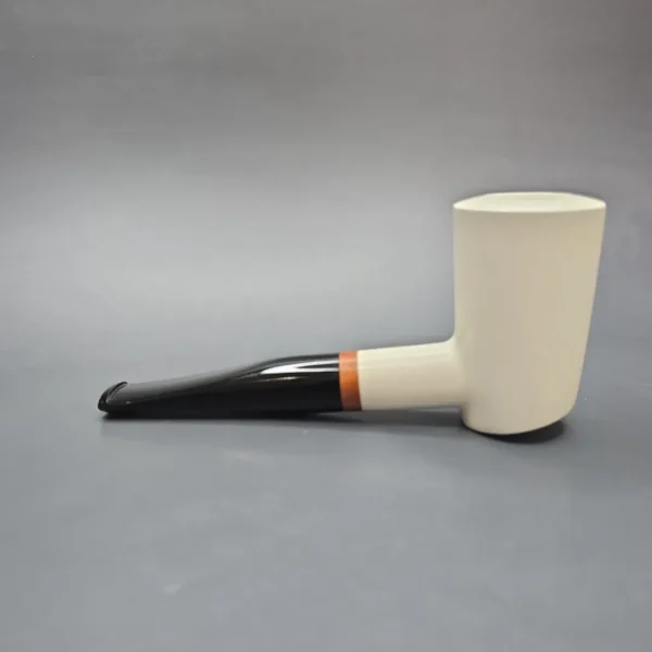 MBSD Meerschaum Deluxe Smooth Poker Block Meerschaum Pipe, Briar-Mortise, New - Image 4