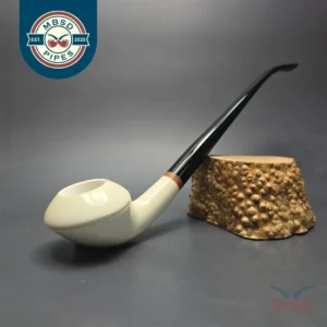 MBSD Meerschaum Deluxe Smooth Churchwarden Rhodesian Block Meerschaum Pipe, Briar-Mortise, New
