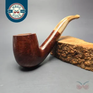 Genod Smooth Bent Billiard w/ Horn Estate Briar Pipe, Unsmoked