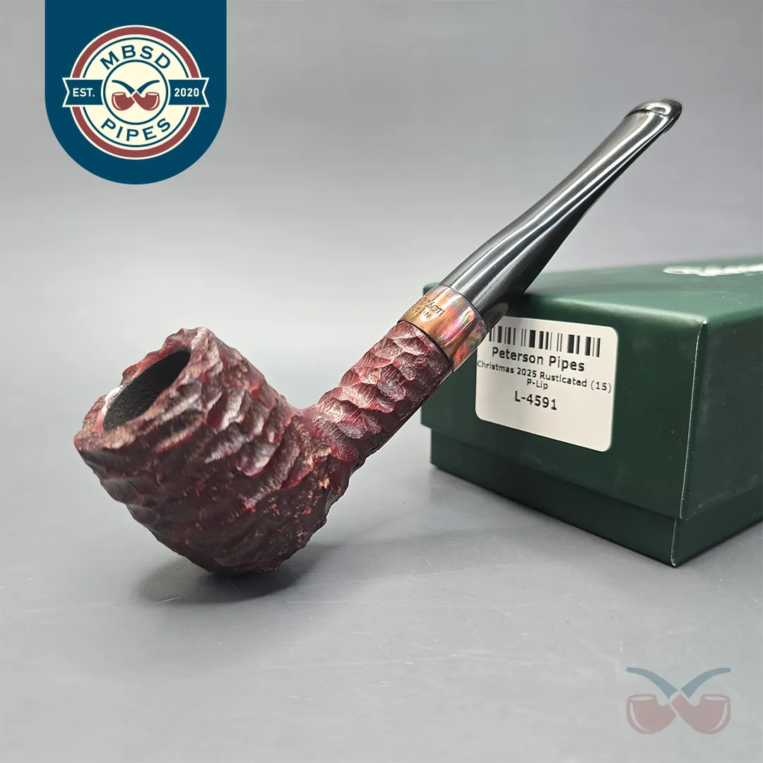 Peterson 2025 Christmas Pipe 15 Rusticated Billiard Estate Briar Pipe, Unsmoked