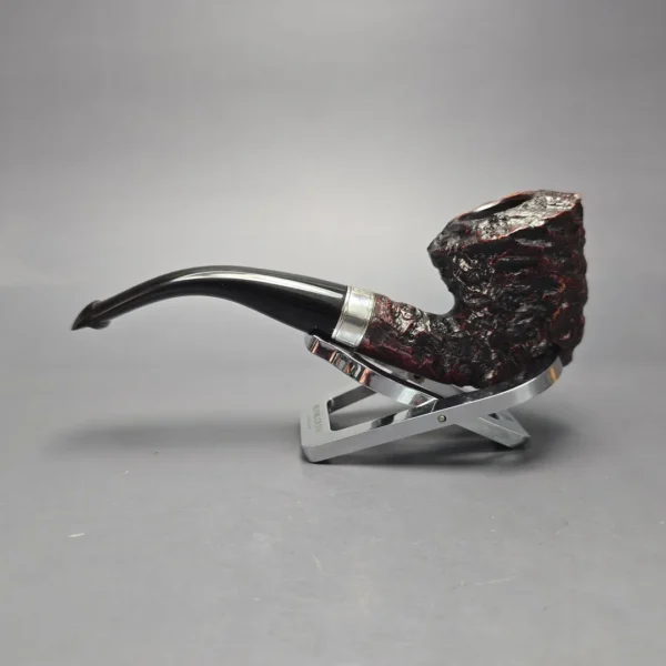 Peterson Cobble B10 Rusticated & Sandblasted Calabash w/ Silver Briar Pipe, New - Image 4