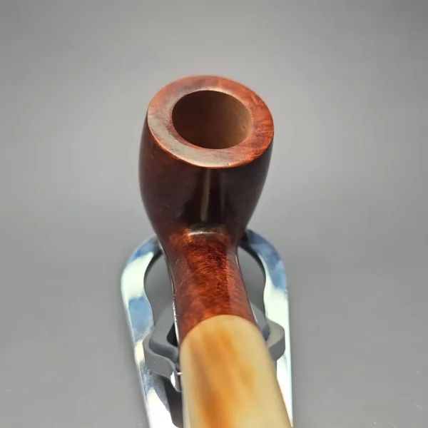 Genod Smooth Bent Billiard w/ Horn Estate Briar Pipe, Unsmoked - Image 5