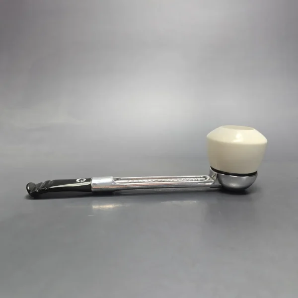 Falcon Chrome Dental w/ MBSD Meerschaum Rhodesian Block Meerschaum Bowl Pipe, New - Image 4