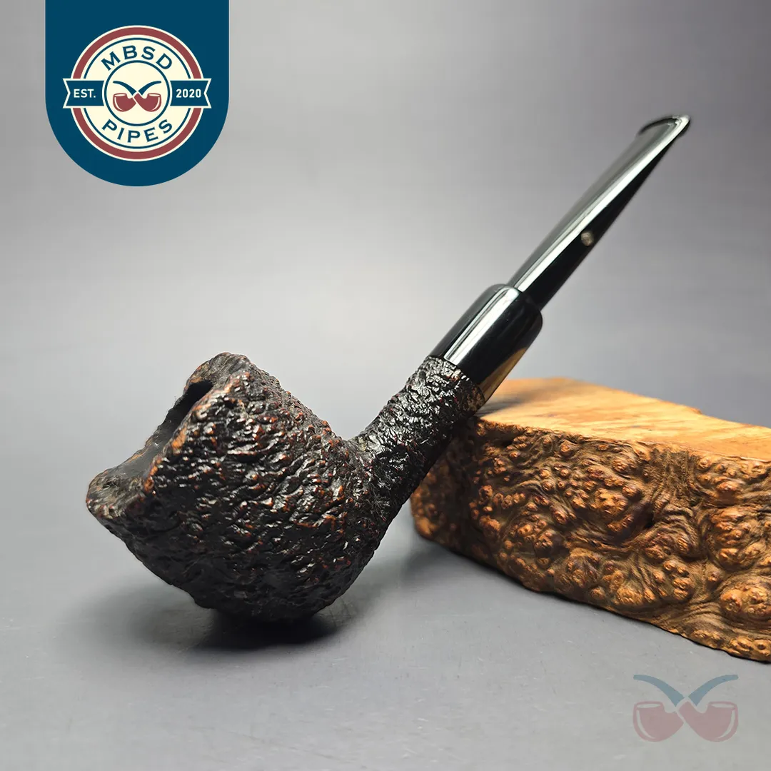 Castello (c.1950s-60s) Sea Rock Briar SC 15F Rusticated Pot w/ Lucite Mount Estate Briar Pipe, Italian Estates