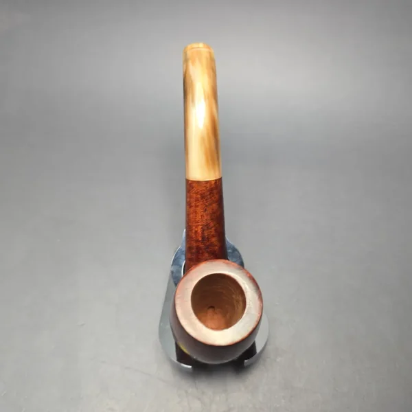Genod Smooth Bent Billiard w/ Horn Estate Briar Pipe, Unsmoked - Image 8