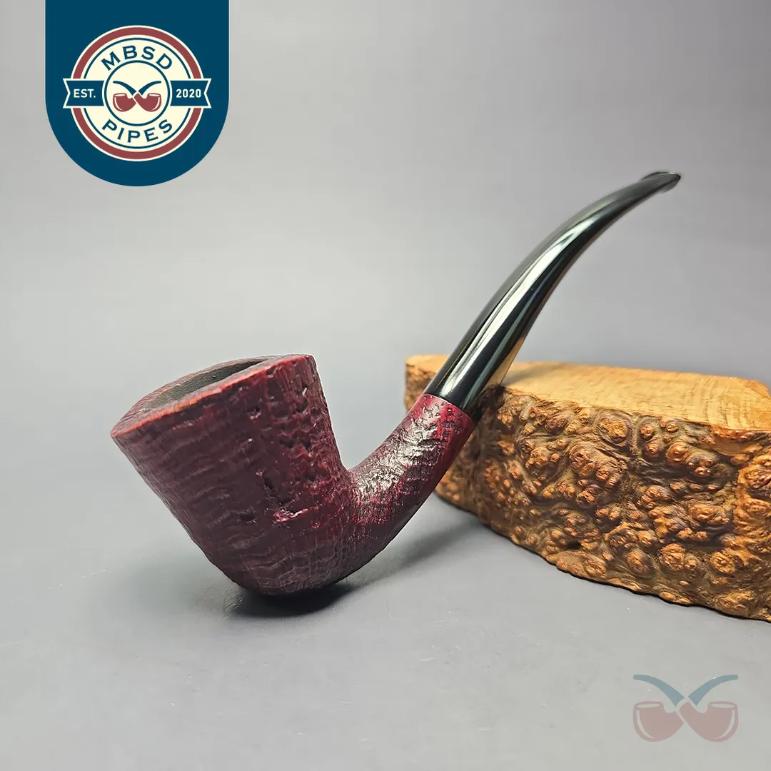 WO Larsen Straight Grain Sandblasted Dublin Estate Briar Pipe, Danish Estates