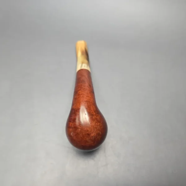 Genod Smooth Bent Billiard w/ Horn Estate Briar Pipe, Unsmoked - Image 9