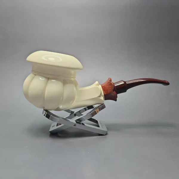 MBSD Meerschaum Premier XL by Bay Pipes Floral Calabash w/ Case & Tamper Block Meerschaum Pipe, New - Image 4