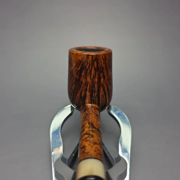 Brentegani Smooth Contrast Nosewarmer Lovat w/ Horn Handmade Briar Pipe, New - Image 9