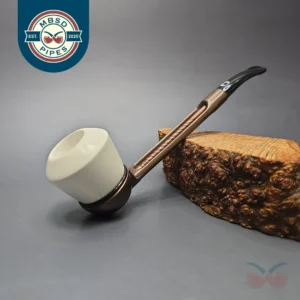 Falcon Extra Curved w/ MBSD Meerschaum Dublin Block Meerschaum Bowl Pipe, New