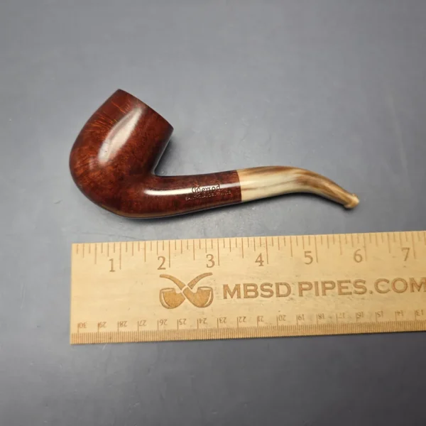 Genod Smooth Bent Billiard w/ Horn Estate Briar Pipe, Unsmoked - Image 12