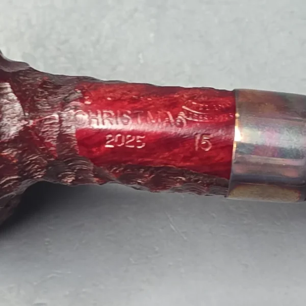 Peterson 2025 Christmas Pipe 15 Rusticated Billiard Estate Briar Pipe, Unsmoked - Image 6