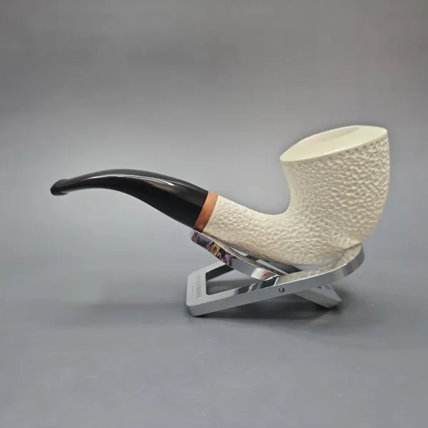 MBSD Meerschaum Deluxe Partially Rusticated Calabash Calabash Block Meerschaum Pipe, Briar-Mortise, New - Image 5