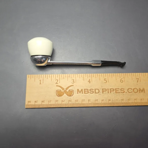 Falcon Chrome Dental w/ MBSD Meerschaum Rhodesian Block Meerschaum Bowl Pipe, New - Image 10