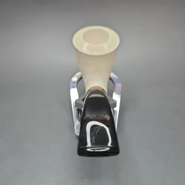 MBSD Meerschaum Deluxe Partially Rusticated Calabash Calabash Block Meerschaum Pipe, Briar-Mortise, New - Image 6