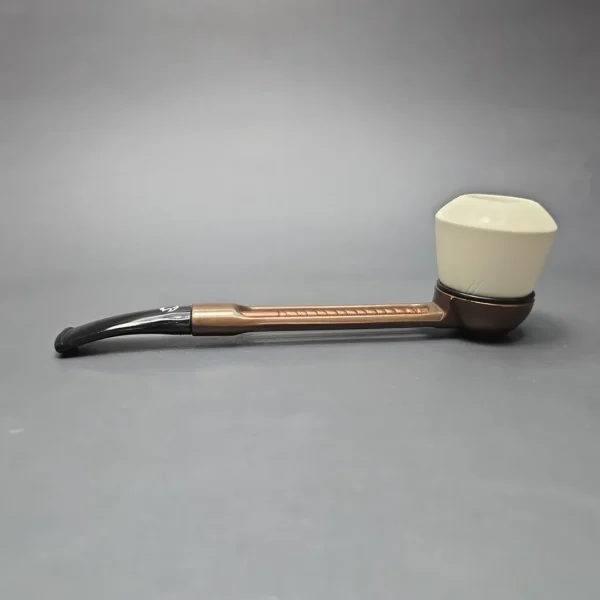 Falcon Extra Curved w/ MBSD Meerschaum Dublin Block Meerschaum Bowl Pipe, New - Image 4