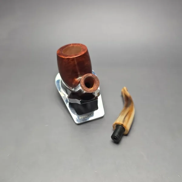 Genod Smooth Bent Billiard w/ Horn Estate Briar Pipe, Unsmoked - Image 13