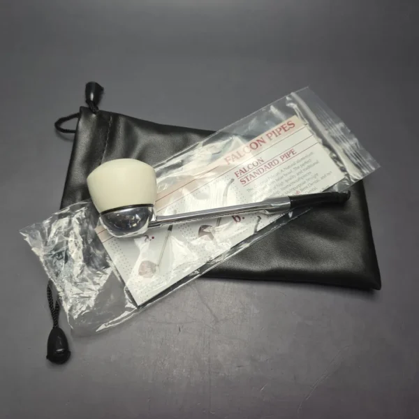 Falcon Chrome Dental w/ MBSD Meerschaum Rhodesian Block Meerschaum Bowl Pipe, New - Image 12