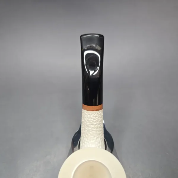 MBSD Meerschaum Deluxe Partially Rusticated Calabash Calabash Block Meerschaum Pipe, Briar-Mortise, New - Image 9