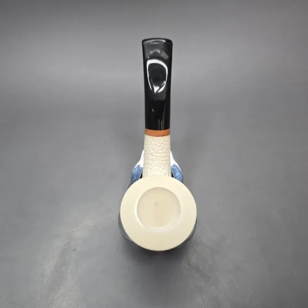 MBSD Meerschaum Deluxe Partially Rusticated Calabash Calabash Block Meerschaum Pipe, Briar-Mortise, New - Image 10
