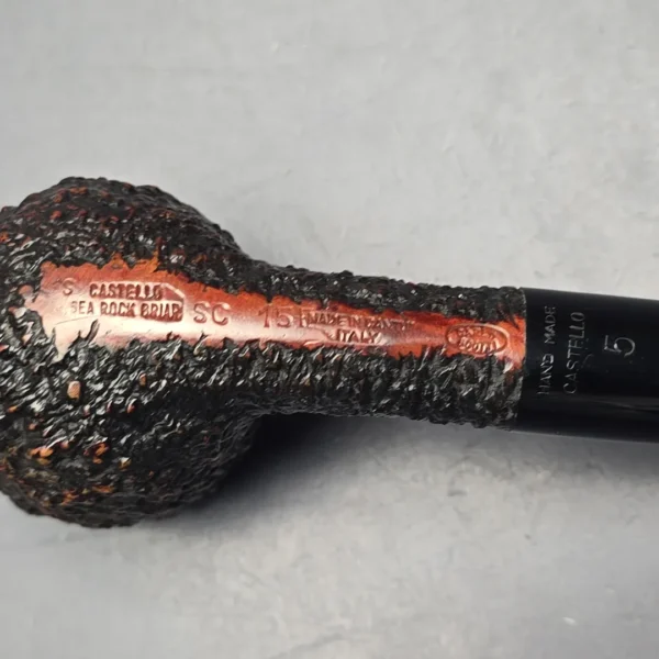 Castello (c.1950s-60s) Sea Rock Briar SC 15F Rusticated Pot w/ Lucite Mount Estate Briar Pipe, Italian Estates - Image 11