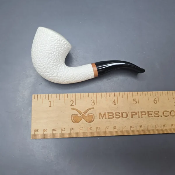 MBSD Meerschaum Deluxe Partially Rusticated Calabash Calabash Block Meerschaum Pipe, Briar-Mortise, New - Image 12