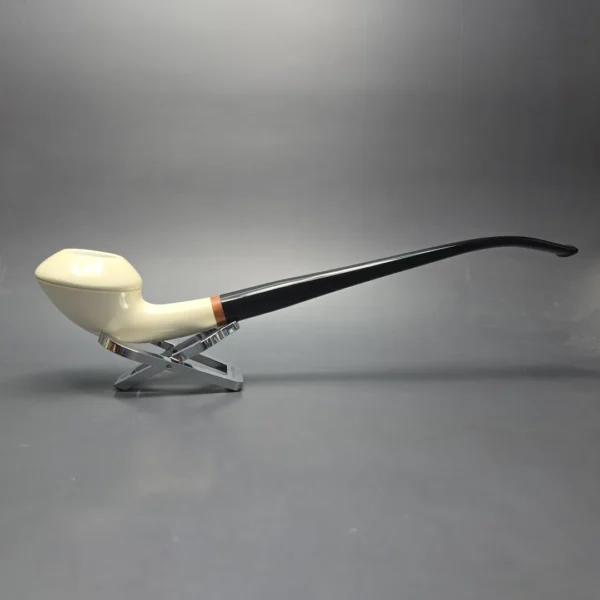 MBSD Meerschaum Deluxe Smooth Churchwarden Rhodesian Block Meerschaum Pipe, Briar-Mortise, New - Image 3