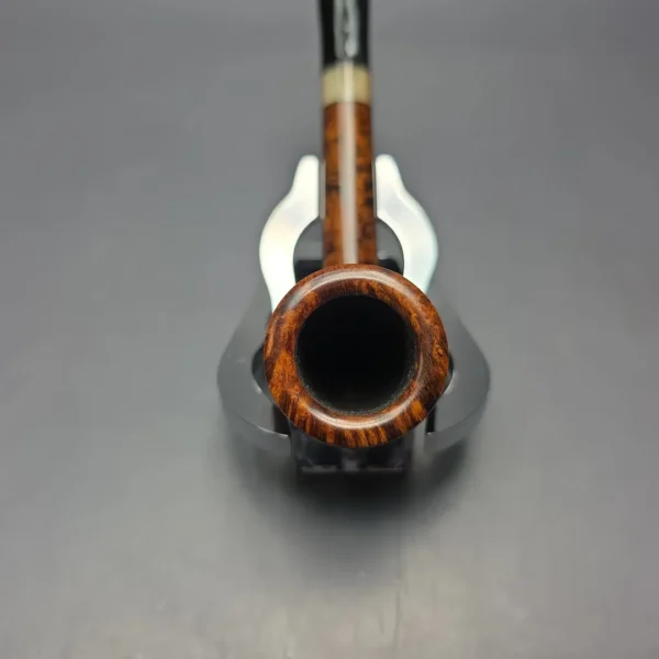 Brentegani Smooth Contrast Nosewarmer Lovat w/ Horn Handmade Briar Pipe, New - Image 5