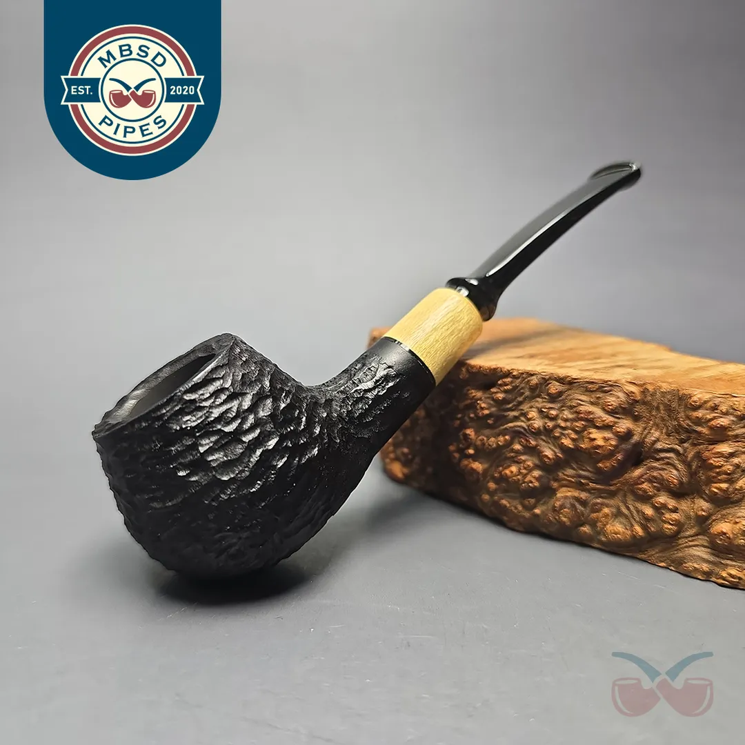MBSD Briars by Piero Vitale Black Rusticated Author w/ Boxwood, Briar Pipe, New