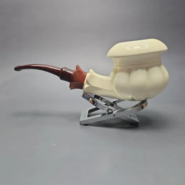 MBSD Meerschaum Premier XL by Bay Pipes Floral Calabash w/ Case & Tamper Block Meerschaum Pipe, New - Image 6