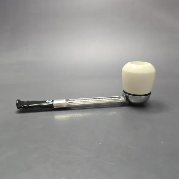 Falcon Chrome Dental w/ MBSD Meerschaum Rhodesian Block Meerschaum Bowl Pipe, New - Image 4