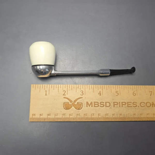 Falcon Chrome Dental w/ MBSD Meerschaum Rhodesian Block Meerschaum Bowl Pipe, New - Image 10