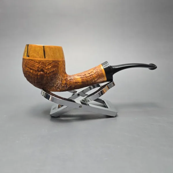 Papa Bear's Pipes by Tim Beaumont Sandblasted Apple w/ Spalted Poplar Handmade Briar Pipe, New - Image 14