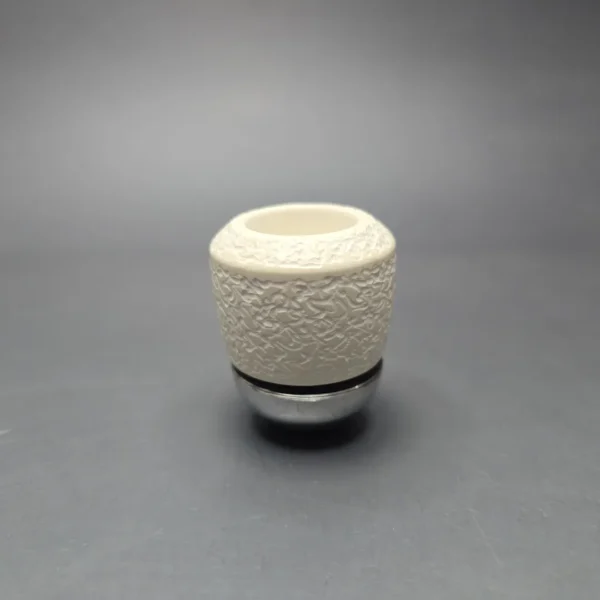 Falcon Chrome Curved w/ MBSD Meerschaum Dublin Block Meerschaum Bowl Pipe, New - Image 3