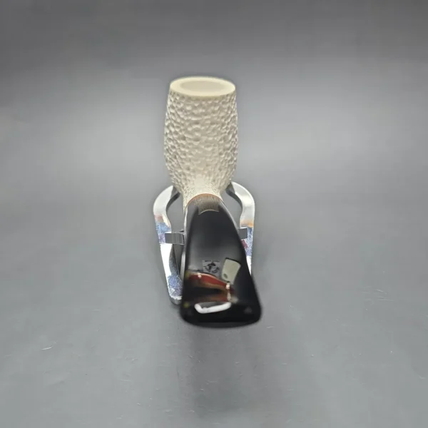MBSD Meerschaum Deluxe Rusticated Bent Billiard Block Meerschaum Pipe, Briar-Mortise, New - Image 6