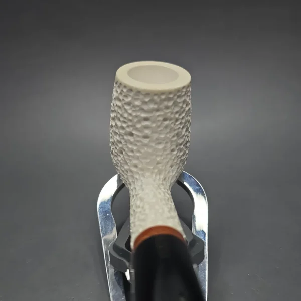 MBSD Meerschaum Deluxe Rusticated Bent Billiard Block Meerschaum Pipe, Briar-Mortise, New - Image 7