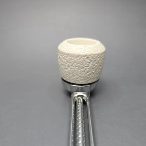 Falcon Chrome Curved w/ MBSD Meerschaum Dublin Block Meerschaum Bowl Pipe, New - Image 6