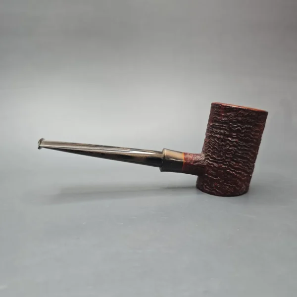 Pipe Tristan Partially Sandblasted Poker w/ Horn Handmade Briar Pipe, New - Image 4