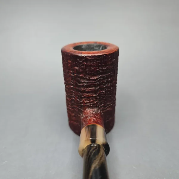 Pipe Tristan Partially Sandblasted Poker w/ Horn Handmade Briar Pipe, New - Image 6