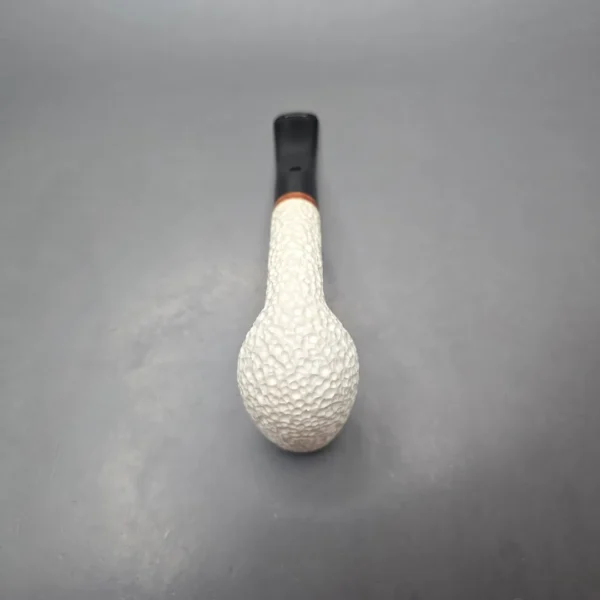 MBSD Meerschaum Deluxe Rusticated Bent Billiard Block Meerschaum Pipe, Briar-Mortise, New - Image 11