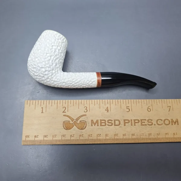 MBSD Meerschaum Deluxe Rusticated Bent Billiard Block Meerschaum Pipe, Briar-Mortise, New - Image 12