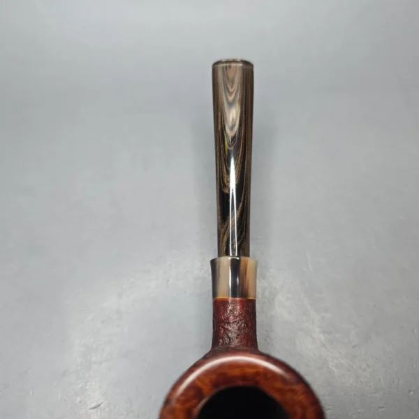Pipe Tristan Partially Sandblasted Poker w/ Horn Handmade Briar Pipe, New - Image 8
