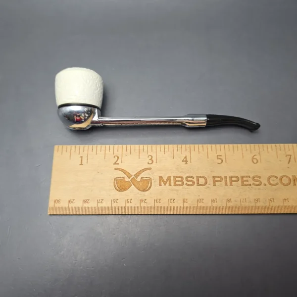 Falcon Chrome Curved w/ MBSD Meerschaum Dublin Block Meerschaum Bowl Pipe, New - Image 11