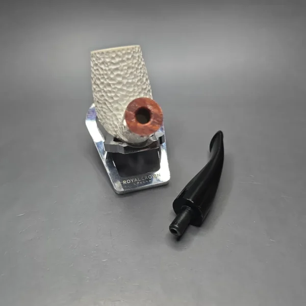 MBSD Meerschaum Deluxe Rusticated Bent Billiard Block Meerschaum Pipe, Briar-Mortise, New - Image 14