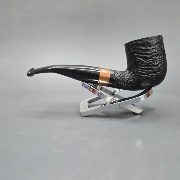 Rattray's Distillery Black 106 Sandblasted Bent Billiard Estate Briar Pipe, Unsmoked, 9mm - Image 11