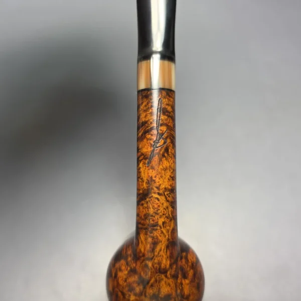Brentegani Smooth Contrast Nosewarmer Lovat w/ Horn Handmade Briar Pipe, New - Image 7